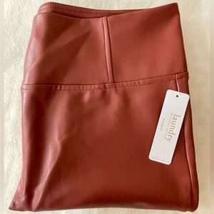LAUNDRY by Shelli Segal Faux Leather High Waist Leggings in HENNA size XL NWT